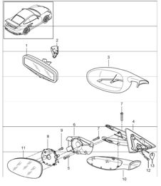 interior mirror and door mirror 997 GT3 UPTO 2009