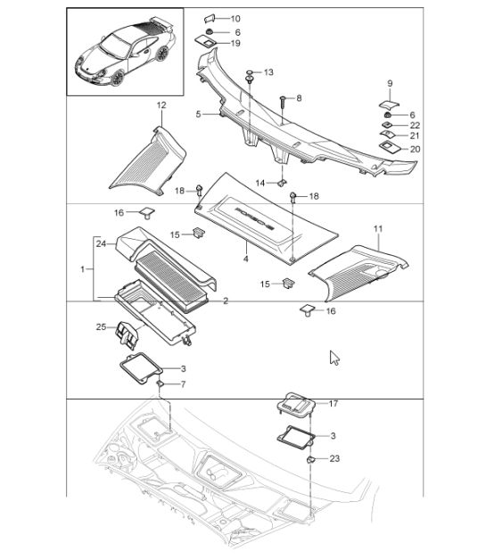 particle filter, cowl panel and  covering 997 GT3 2007-11