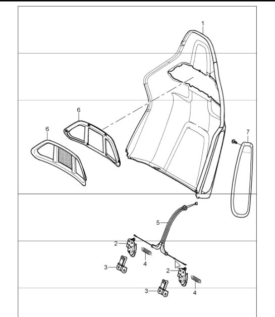 backrest shell, bucket seat, collapsible, accessories 997 GT3 2010 ONWARDS