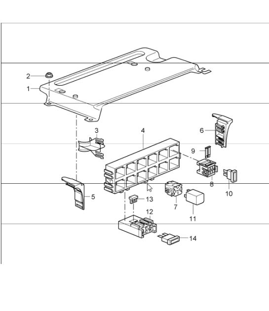 central electrical system, rear end 997 GT3 2007-11