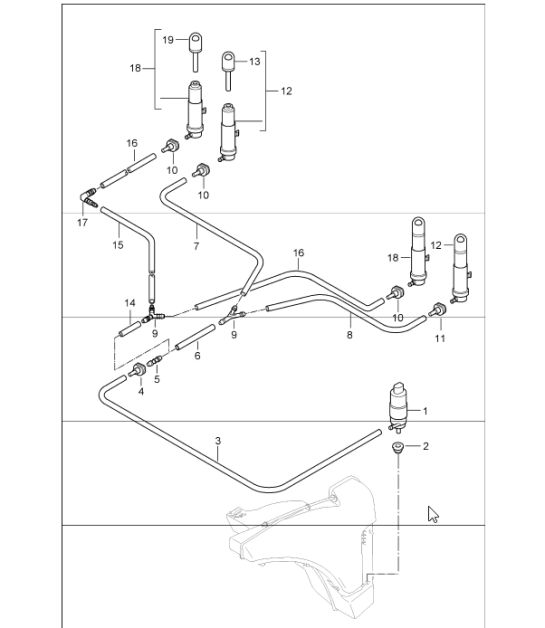 headlight washer system I288 for 997 GT3 2007-11