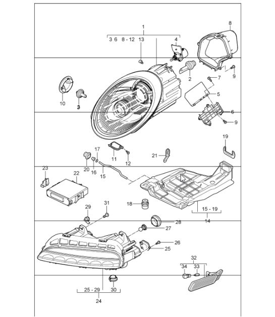 headlamp, additional headlamp, direction indicator light 97 GT3 I603 (Xenon plus dynamic cornering light) 2010 ONWARDS