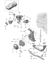 Pompe à liquide de refroidissement / Boîtier de thermostat 981C Cayman GT4 2016