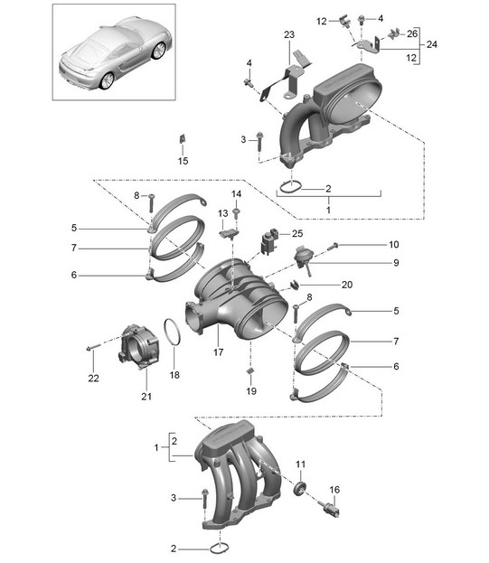 Ansaugluftverteiler / Drosselklappenadapter 981 Cayman GT4 2016