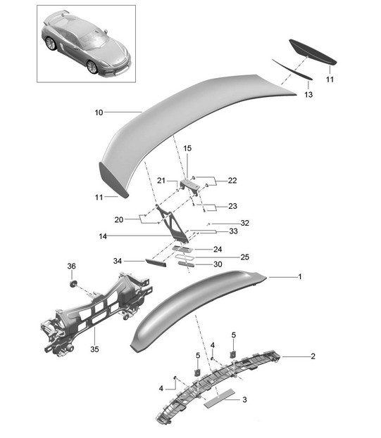 Spoiler trasero 981C Cayman GT4 2016