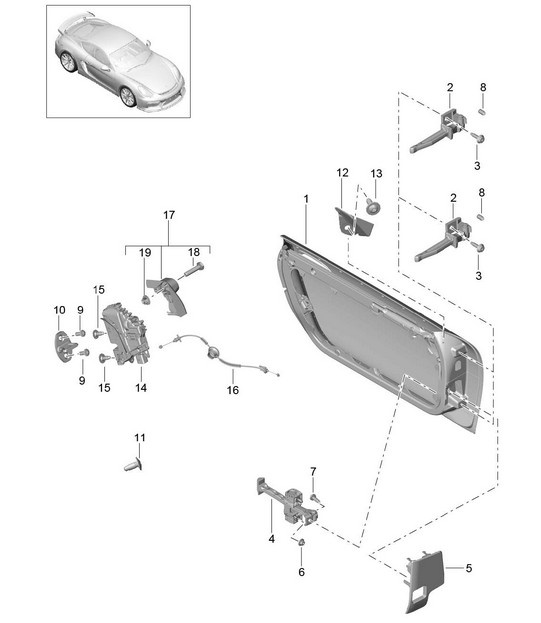 Coque de porte / Pièces d'installation / Serrure de porte 981C Cayman GT4 2016