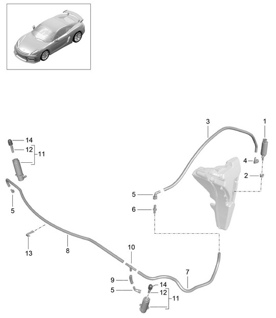 Koplampsproeiersysteem (PR:288) 981C Cayman GT4 2016