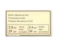 Data plate for tyre pressure 90100650501