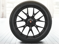 20'/21' 918 Spyder in zwart (zijdeglans) magnesium velgen & zomerbanden Origineel Porsche - 91804460008