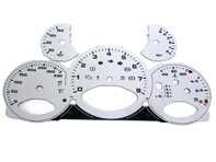 Instrument face set, Zilver. Porsche 997.2 PDK - km/u - 330 km/u - 9764121001PDK - F97 641 210 01TIP, F9764121001TIP