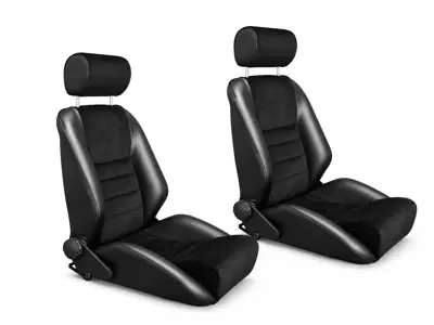 Nürburgring R kuipstoelen, zwart/corduroy, set van 2. Porsche 356 / 911 / 912 / 964 1950–94