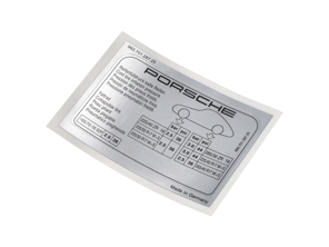 Etiqueta engomada de la presión de los neumáticos. Porsche 993 turbo - 99370128725