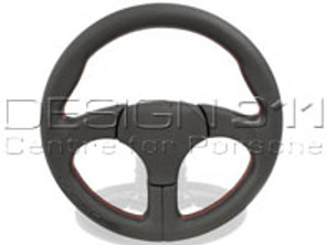 Sportlenkrad ohne Airbag Schwarz mit roten Nähten. Porsche 944 82-91 - 968347084158YR
