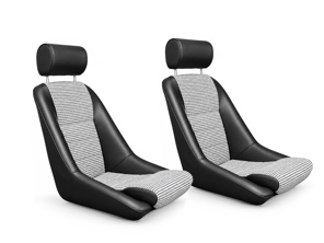 Nürburgring Bucket Seats, Leatherette / Houndstooth, SET OF 2. Porsche 356 / 911 / 912 / 964 1950–94