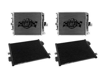 Ensemble radiateur d'eau en aluminium et condenseur de climatisation. Porsche 997 / 987 Boxster / Cayman - 99710613102, 99710613202, 99757391102, 99657311103, 99757391104, 99657311102 - 7047, 7048, 8394