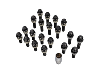 Wheel bolts and locking bolts kit. (Mixed size spacers) Black plated for modern Porsches - 99636120302, 99636120301, 99636120300, WHT004676A, WHT006978, WHT010065A