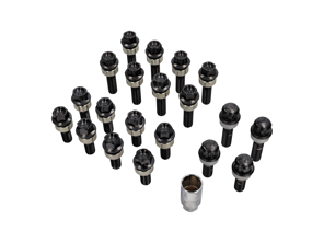 Wheel bolts and locking bolts kit. (Mixed size spacers) Black plated for modern Porsches - 99636120302, 99636120301, 99636120300, WHT004676A, WHT006978, WHT010065A