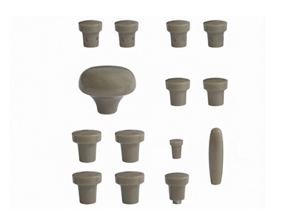 Armaturenbrettknopf-Set, GRAU. Porsche 356A (1955-1959) - PCG35655200600, 64455281100600, 64455285300600, 64455283100600, 64455282101600