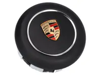 Unité airbag au volant, cuir noir. Porsche 982 Boxster Spyder / 981 Cayman GT4 / 991.2 Carrera / 991.2 Turbo / 991 GT3 - 9P1880201JA34, 9P1880201ANA34, 9P1880201RA34, 9P1880201ABA34, 9P1880201LA34