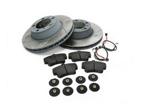 REAR Brake Pads and Slotted Brake Disc Package. Porsche 996 C4S / 996 Turbo - 99661236500, 99661236501, 99635294903, 99635208602, 99635208600, 99635240502, 99635294904, 99635240602, 90026904701, 99906705009, 99635195901