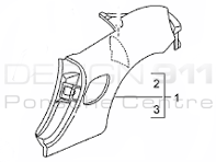 Pannello posteriore 1/4. Porsche 986 Boxster - 98650396100GRV, 98650396200GRV