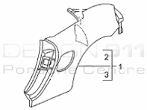 Hintere 1/4 Platte. Porsche 986 Boxster - 98650396100GRV, 98650396200GRV