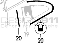 后 1/4 窗密封条。保时捷 356 COUPE - 90154293123, 90154293223 - 356099, 1686100100