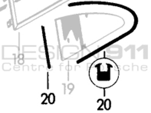 Joint de vitre arrière 1/4. Porsche 356 COUPÉ - 90154293123, 90154293223 - 356099, 1686100100