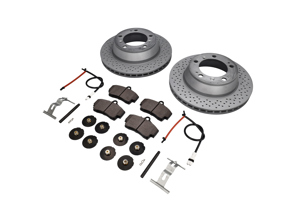 REAR Brake Pads and Brake Disc Package. Porsche 997 C2 Zimmermann - 99635240104, 98635293911, 99661236501, 99635208600, 99635208602, 99635295901