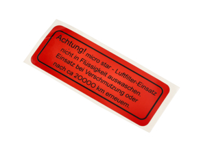 Luchtfilter sticker. Porsche356B / 356C / 912 - 64470100200 - 1601503800