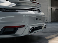 Sports exhaust system, with Oval sports tailpipes in Silver. Porsche 992 Turbo / Turbo S - 992044222