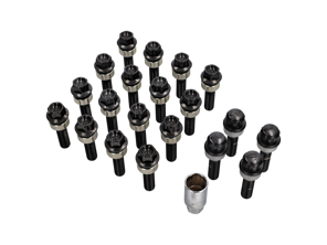 Wheel bolts and locking bolts kit. (Upto 18mm spacers) Black plated for modern Porsches - 99636120302, 99636120301, 99636120300, WHT004676A, WHT006978, WHT010065A