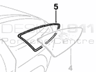 Joint de vitre arrière 1/4 DROIT. Voitures Porsche 928 avec aileron arrière - 92854303704, 92854303804