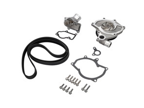Kit pompa acqua con cinghia e termostato. Porsche Boxster 986 / 996 con aria condizionata (non turbo) - 99610601155, 996.106.11.55, 99610601156, 99610601157, 99610215166, 99610632650, 99610601360, 99610601151, 99610601153, 99610601154, 99610601361