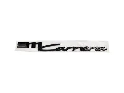 Stemma posteriore '911 Carrera', in nero lucido. Porsche 992 Carrera - 992853675K041, 992853675J041
