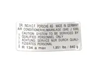 Airconditioner sticker. Porsche 964 (VS) - 96470114101