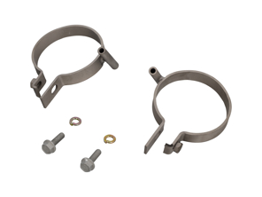 用于加热器软管顶部的卡箍和加热器电缆支架，钛合金材质，带螺栓。适用于 1965-86 年款保时捷 911，参考编号 90121105122、90121105222。 - 90121105121, 90121105221, 90121105122, 90121105222