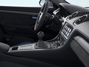 PDK Gear Selector lever, Race-Tex, in Black / Deep sea Blue. Porsche 982 Cayman GT4 RS - 982713120AQT0