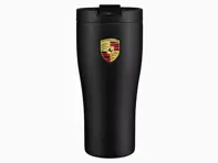Tasse de voyage isotherme – Noir mat / Écusson Porsche