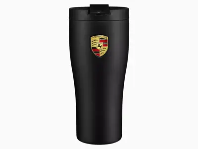 Thermal Travel Mug - Matt Black / Porsche Crest