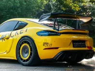 Kit de alerón trasero de cuello de cisne DRS-1 y elevadores de 3" en fibra de carbono. Porsche 718 Cayman GT4 - 9GT825871A, 9GT825871AA3G, 9GT827465D, 9GT827466D