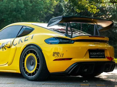 DRS-1 Schwanenhals-Heckspoiler und 3" Riser-Kit aus Kohlefaser. Porsche 718 Cayman GT4 - 9GT825871A, 9GT825871AA3G, 9GT827465D, 9GT827466D