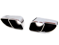 DesignTek Exhaust tail pipes twin square design, 60mm, POLISHED for Porsche 997 Turbo - 99711125281, 99711125282, 99711125181, 99711125182