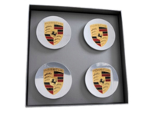 Wheel Caps with Coloured Crest for Porsche 718 Boxster / Cayman (Set of 4) - 00004460508, 99104460023, 00004460708