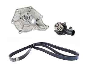 保时捷 957 Cayenne 3.0 升柴油版水泵、皮带和恒温器组件 - 95510603310, 95810603320, 95810603321, 95810221600, 95510293400, 95510603200