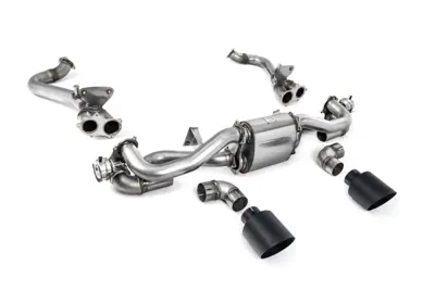 Milltek Sports Exhaust With GPF Bypass And Cerakote Black Trims. Porsche 718 Cayman GT4 / Boxster GTS 4.0L - 982254351B, 982254351L, 982254351AA, 982254351P, 982254351R, 982254350B, 982254350L, 982254350AA, 982254350P, 982254350R, 982251053F, 982251053H, 982251053K, 982251053E - SSXPO149