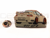 Pin Badge 'Porsche 911 GT2' White