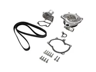 Waterpompset met riem en thermostaat. Porsche Boxster 986 / 996 zonder airco (geen turbo). - 99610601155, 996.106.11.55, 99610601156, 99610601157, 99610215165, 99610632650, 99610601360, 99610601151, 99610601153, 99610601154, 99610601361