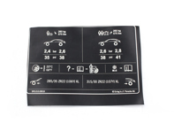 Tyre pressure sticker. Porsche 9YA Cayenne - 9Y0010000B
