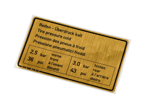Sticker Tyre Pressure. Porsche 928S - 92800651800 - PAKRD